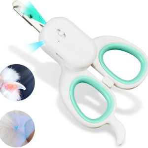 Pet Nail Clipper with LED & -U-V Light, Cat Claw Trimmer with Ultra Bright LED Light for Nail Bloodline to Avoid Over Cutting, Sharp Angled Blade Grooming Tool for Dog Cat Rabbit Small Animals
